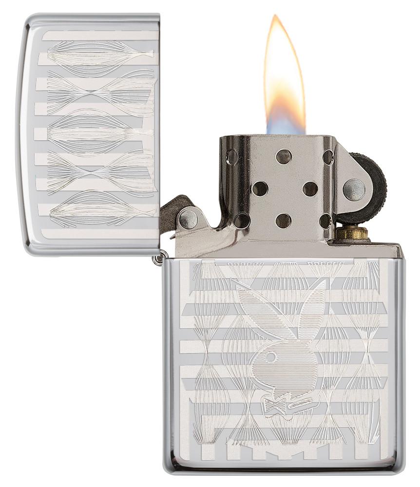 Playboy Design High Polish Chrome Laser Engrave Windproof Lighter