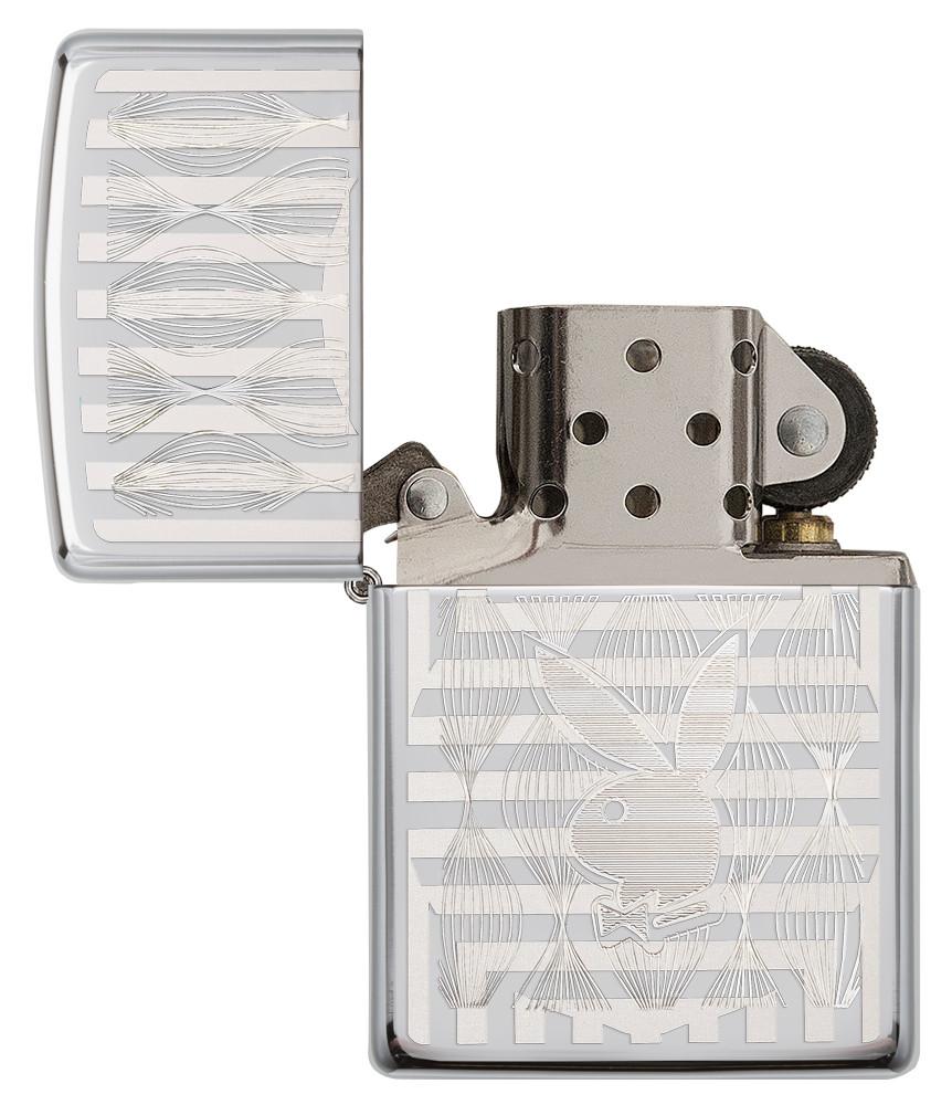 Playboy Design High Polish Chrome Laser Engrave Windproof Lighter