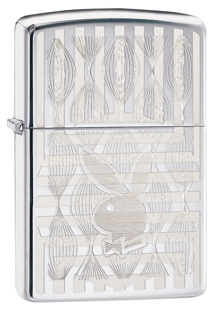 Playboy Design High Polish Chrome Laser Engrave Windproof Lighter