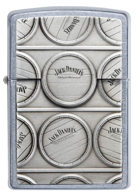 Vooraanzicht Zippo-aansteker Jack Daniel's-vaten trick embleem