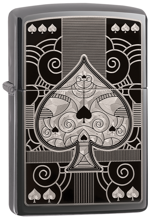 Three-quarter view of the Zippo Fancy ACE windproof lighter