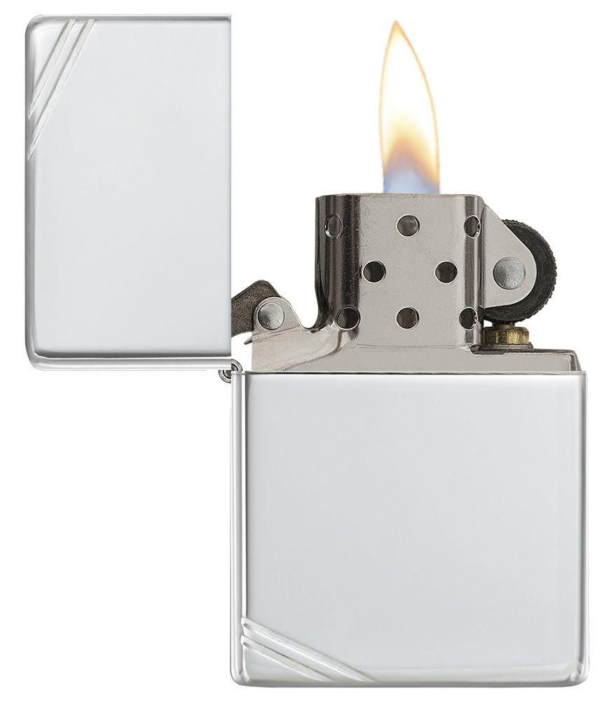 Sterling Silver Vintage Lighter with Slashes | Zippo