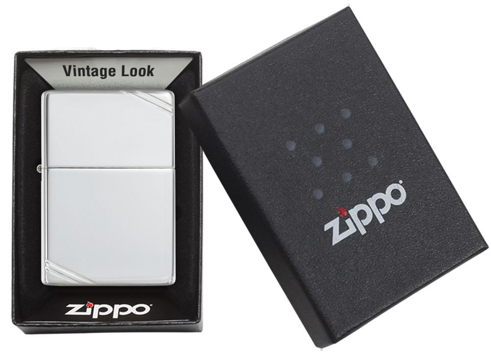 Sterling Silver Vintage Lighter with Slashes | Zippo