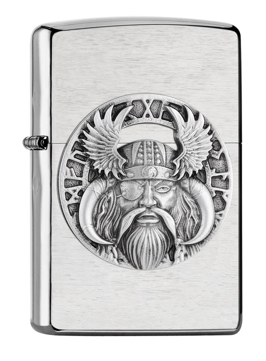 Odin Emblem Brushed Chrome Windproof Lighter Online Only