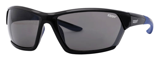 Side view of the Sport Thirty-one Sunglasses blue frame and grey lenses