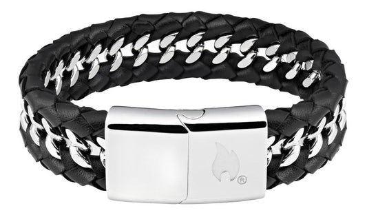 Steel Braided Leather Bracelet