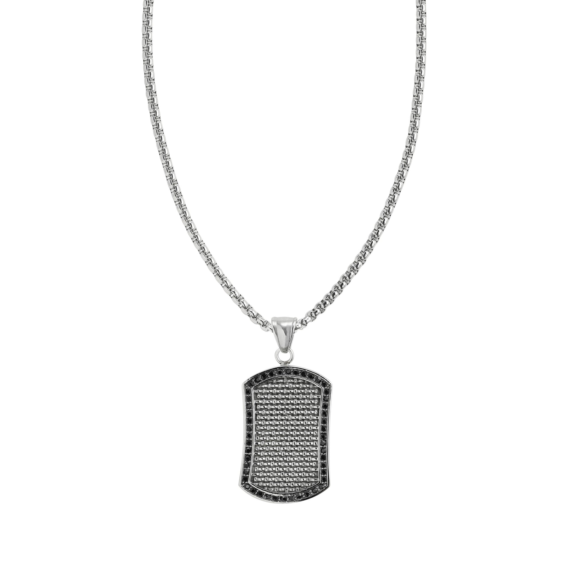 Crystal and Stainless Steel Pendant Necklace