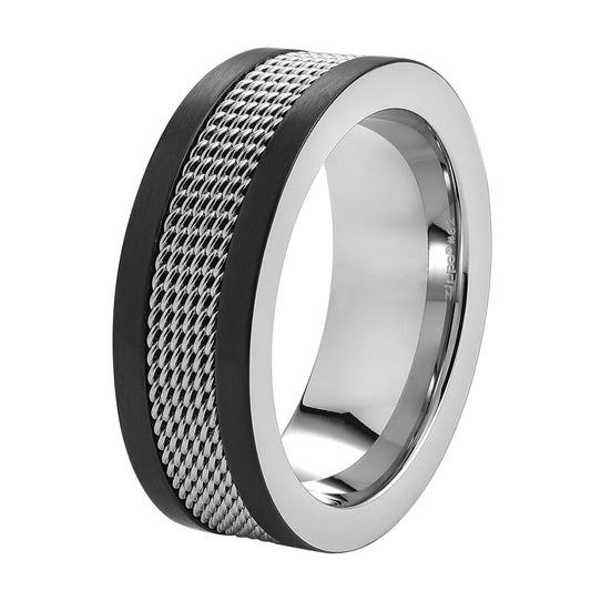 Mesh Band Ring Stainless Steel High Polish 