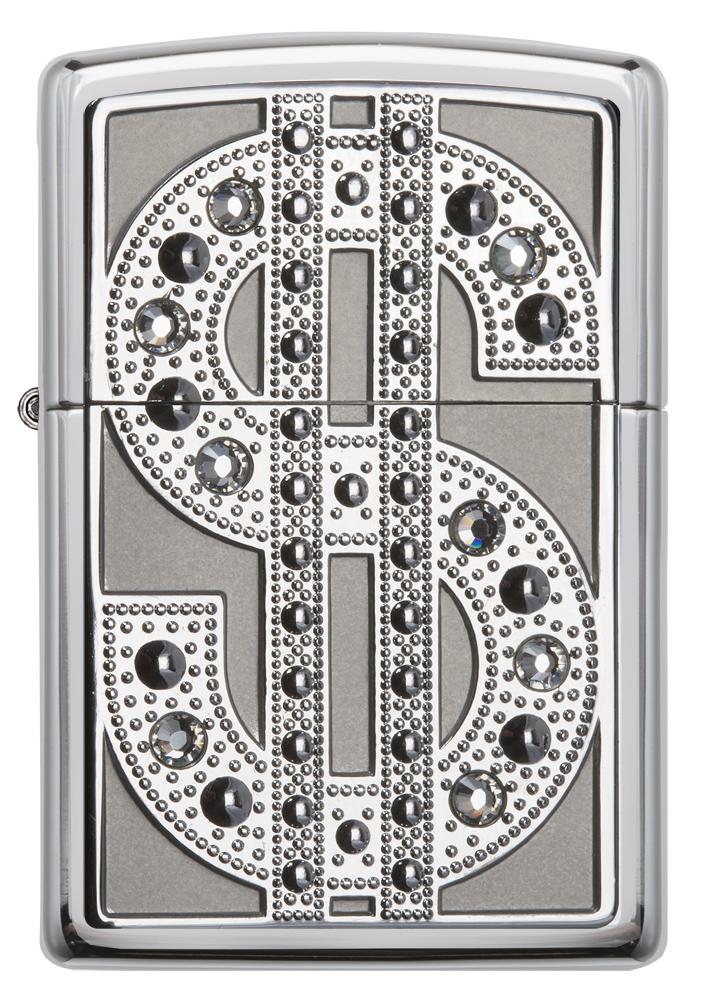 20904, Silver Flashy Dollar Sign Emblem on High Polish Chrome Finish