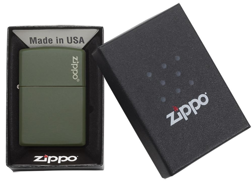 221ZL, Green Matte with Zippo Logo, Color Image, Classic Case