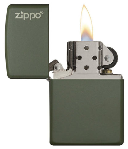 221ZL, Green Matte with Zippo Logo, Color Image, Classic Case