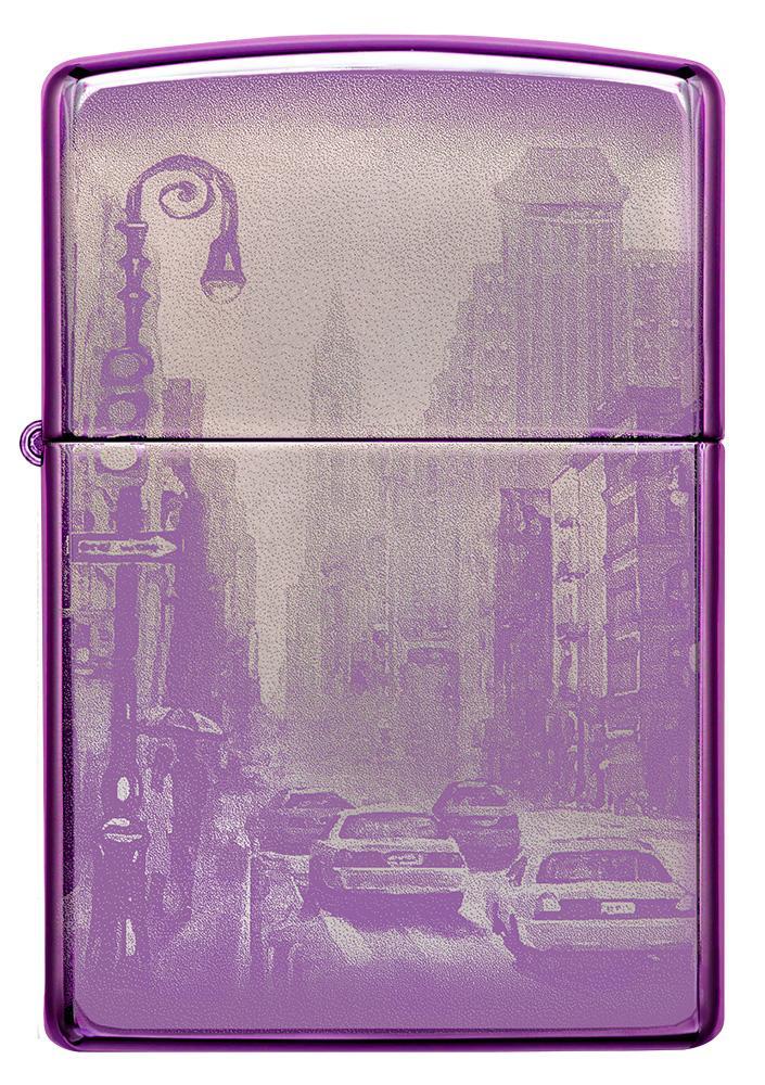 New York City High Polish Purple Design Windproof Lighter