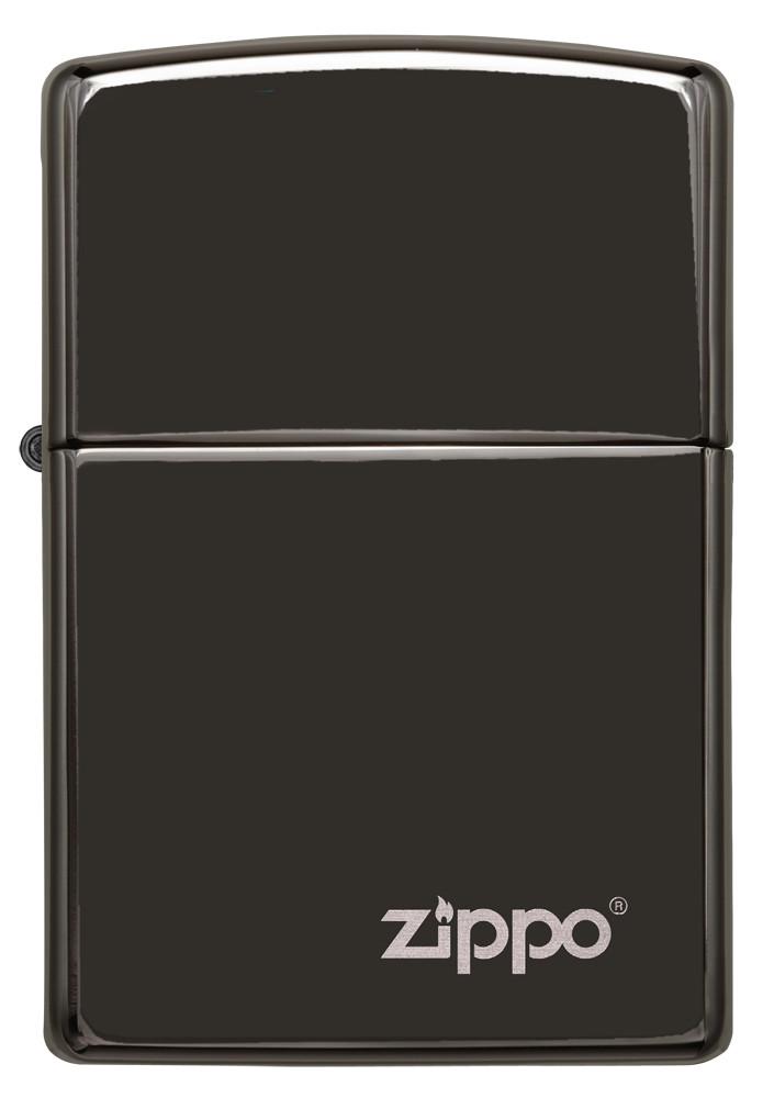 24756ZL, Ebony Zippo Logo, Laser Engrave, Ebony, Classic Case