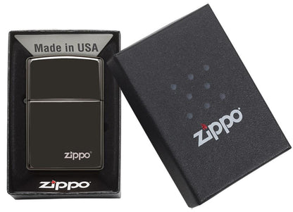 24756ZL, Ebony Zippo Logo, Laser Engrave, Ebony, Classic Case