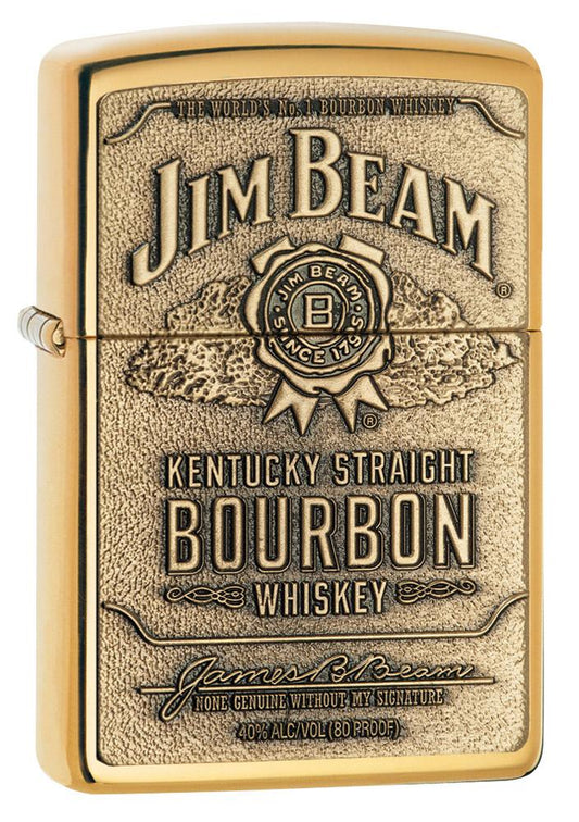 254BJB, Jim Beam Bronze Bourbon Whiskey Emblem, High Polish Brass Finish, Classic Case