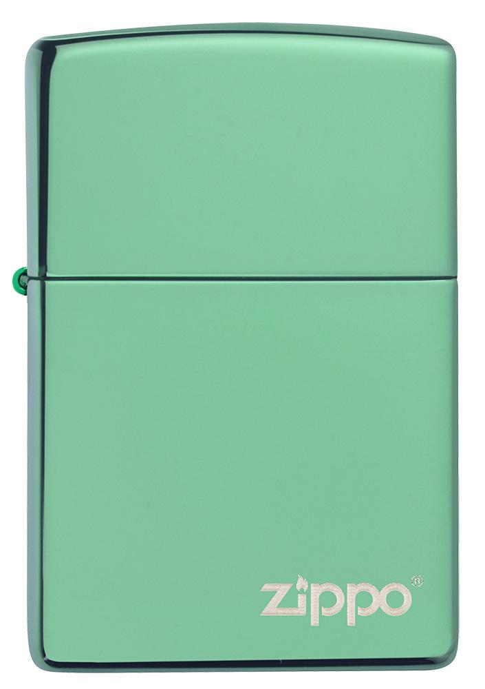 Front of Classic High Polish Green Zippo Logo Windproof Lighter