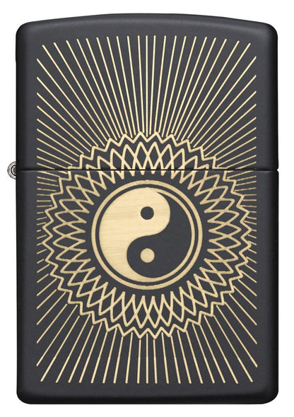 29423, Yin Yang Golden Shining Design, Laser Engraving on Black Matte Finish