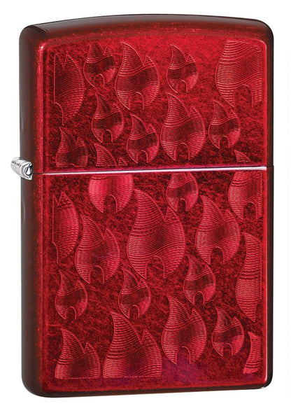 Iced Zippo Flame Design Candy Apple Red Lighter