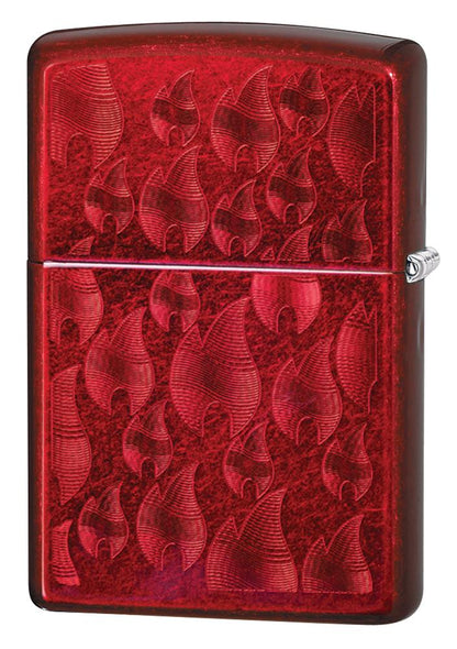 Iced Zippo Flame Design Candy Apple Red Lighter