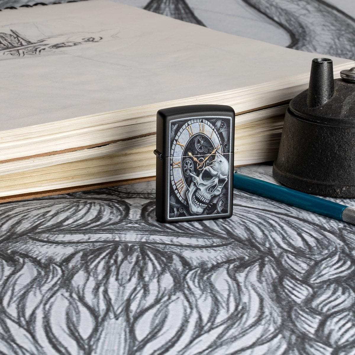 Skull Clock Design Lighter