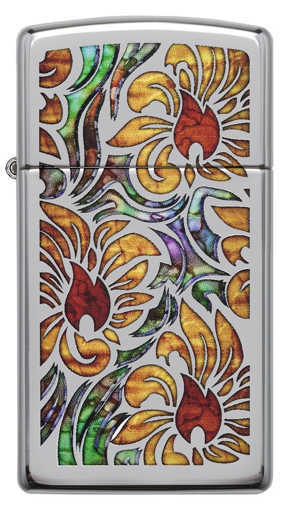 1610, Fusion Floral Design, High Polish Chrome, Slim Case