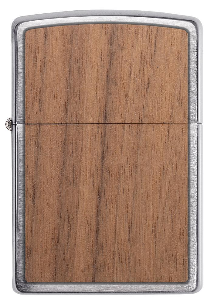 WOODCHUCK-USA-Walnut Brushed Chrome windproof lighter facing forward