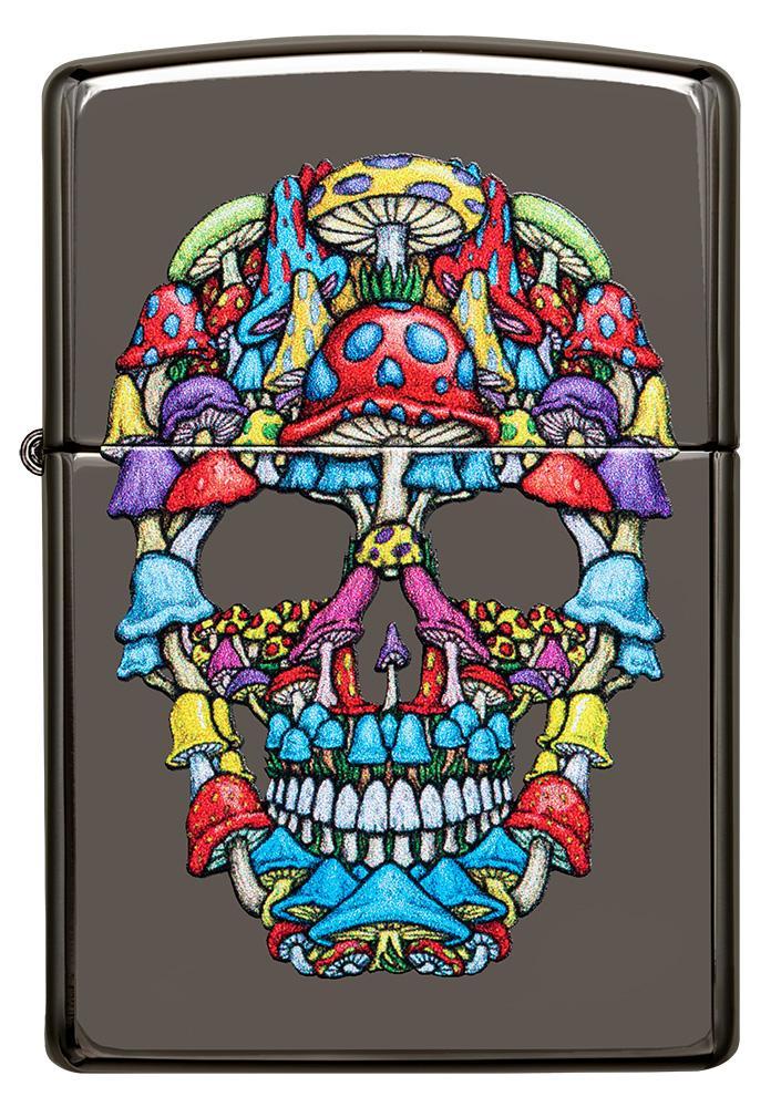 Front of Mushroom Skull Design Black Ice Windproof Lighter