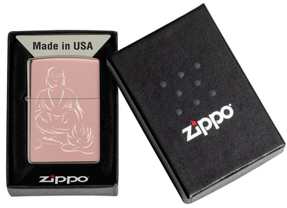 Buddha High Polish Rose Gold Windproof Lighter Online Only