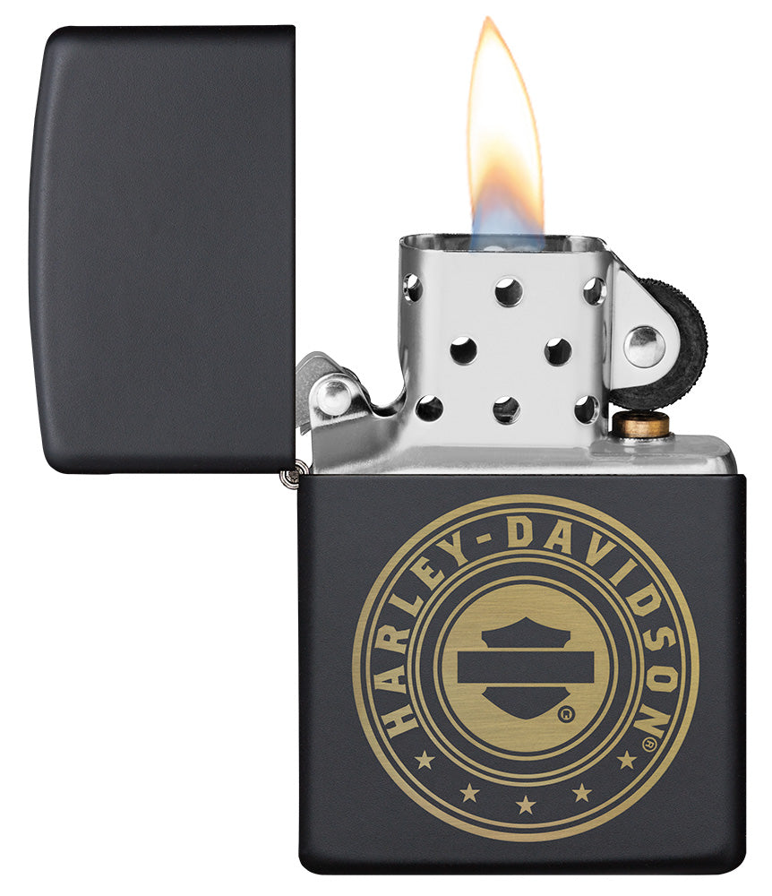 Harley-Davidson® Black Matte Laser Engrave Windproof Lighter