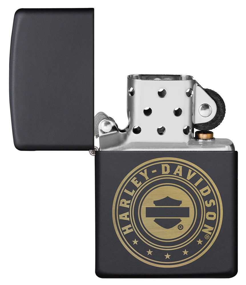 Harley-Davidson® Black Matte Laser Engrave Windproof Lighter