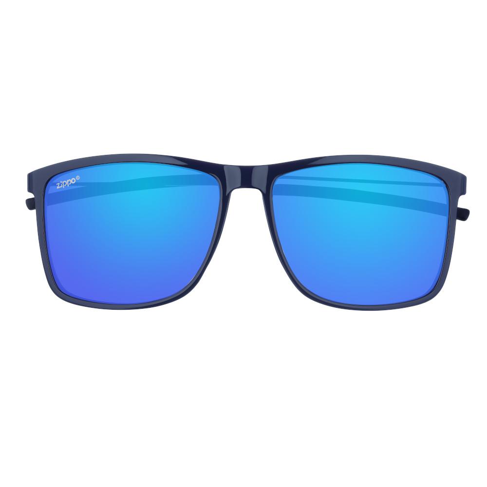 Front view of the Ninety-five Sunglasses, blue lenses